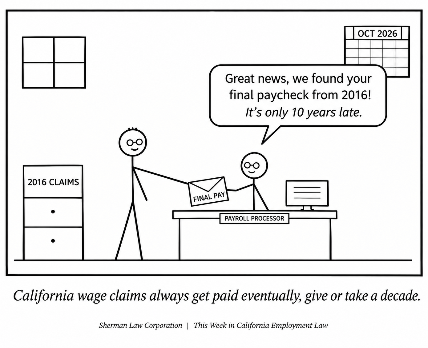 Ten-Year-Delayed Final Paycheck